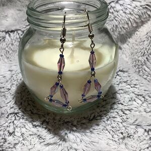 Hand crafted pink and blue beaded earrings